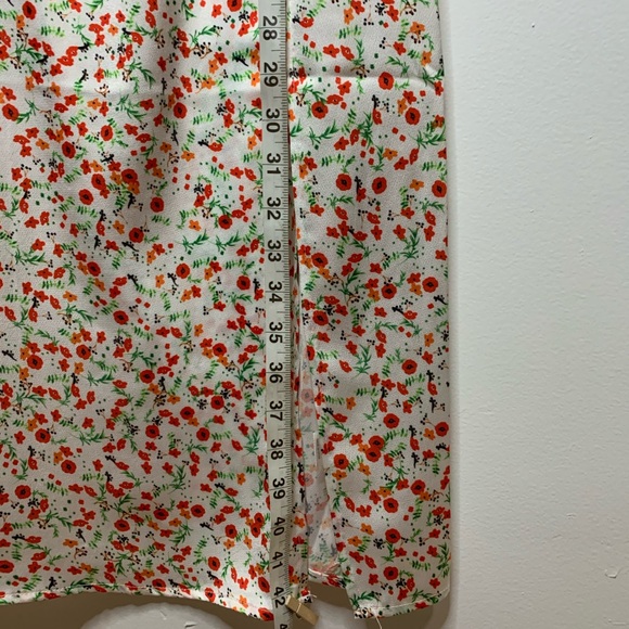 Skylar Rose U-Bar Floral MIDI Slit Dress Large White Pink, calf Length NWOT - Picture 13 of 15